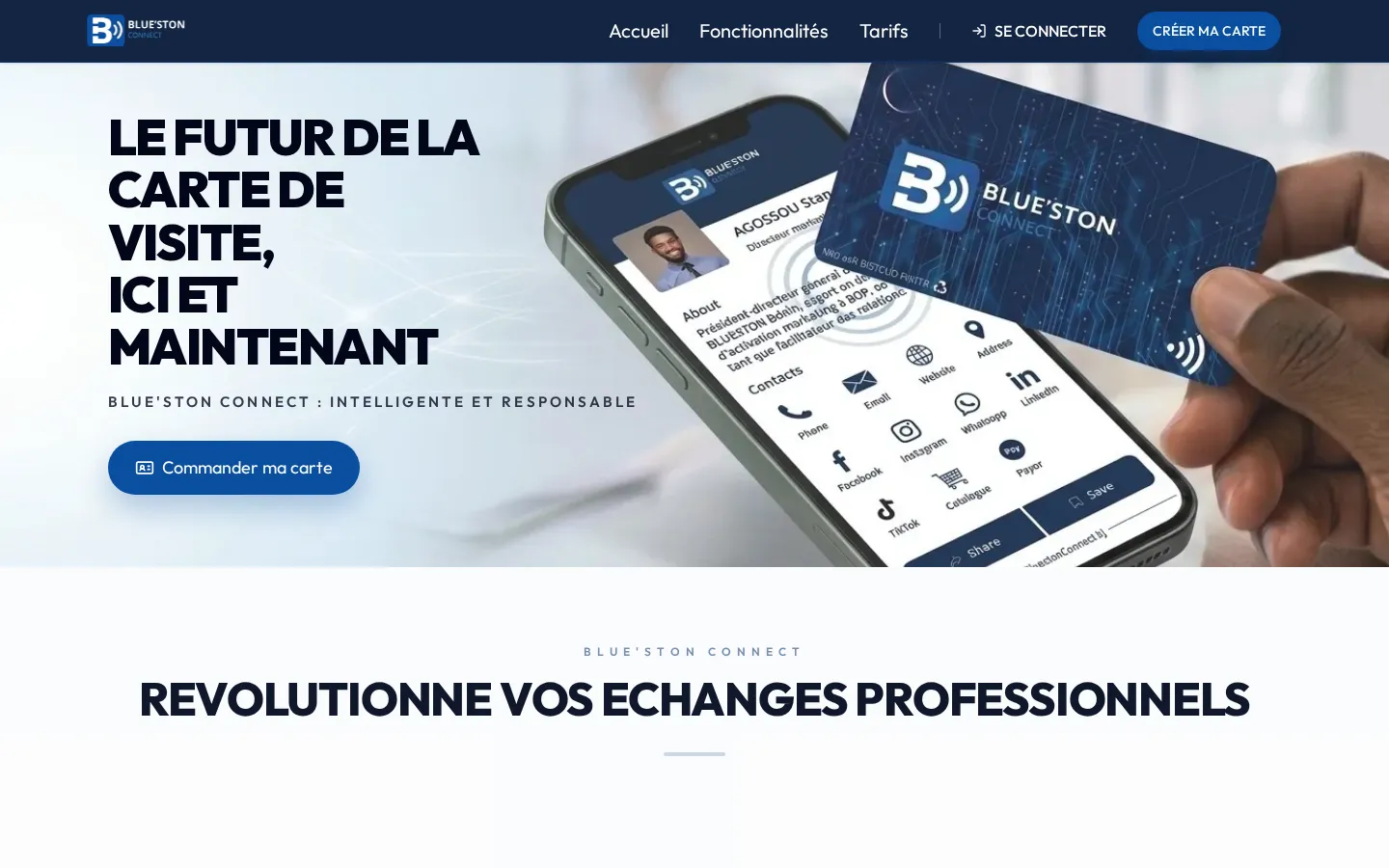 Capture du site Blue'Ston Connect
