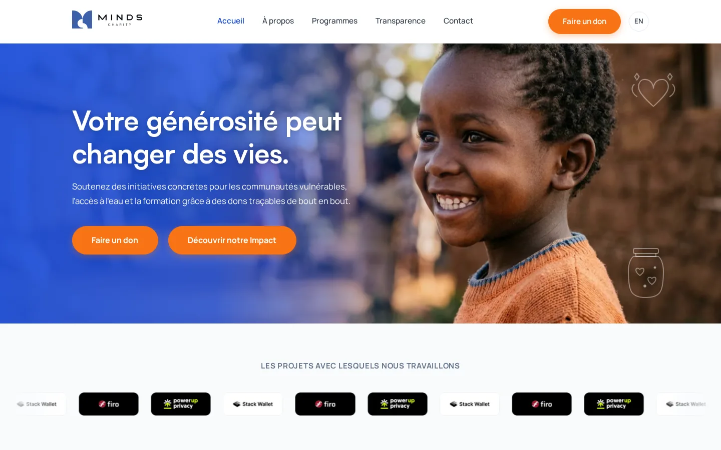 Capture du site Minds Charity