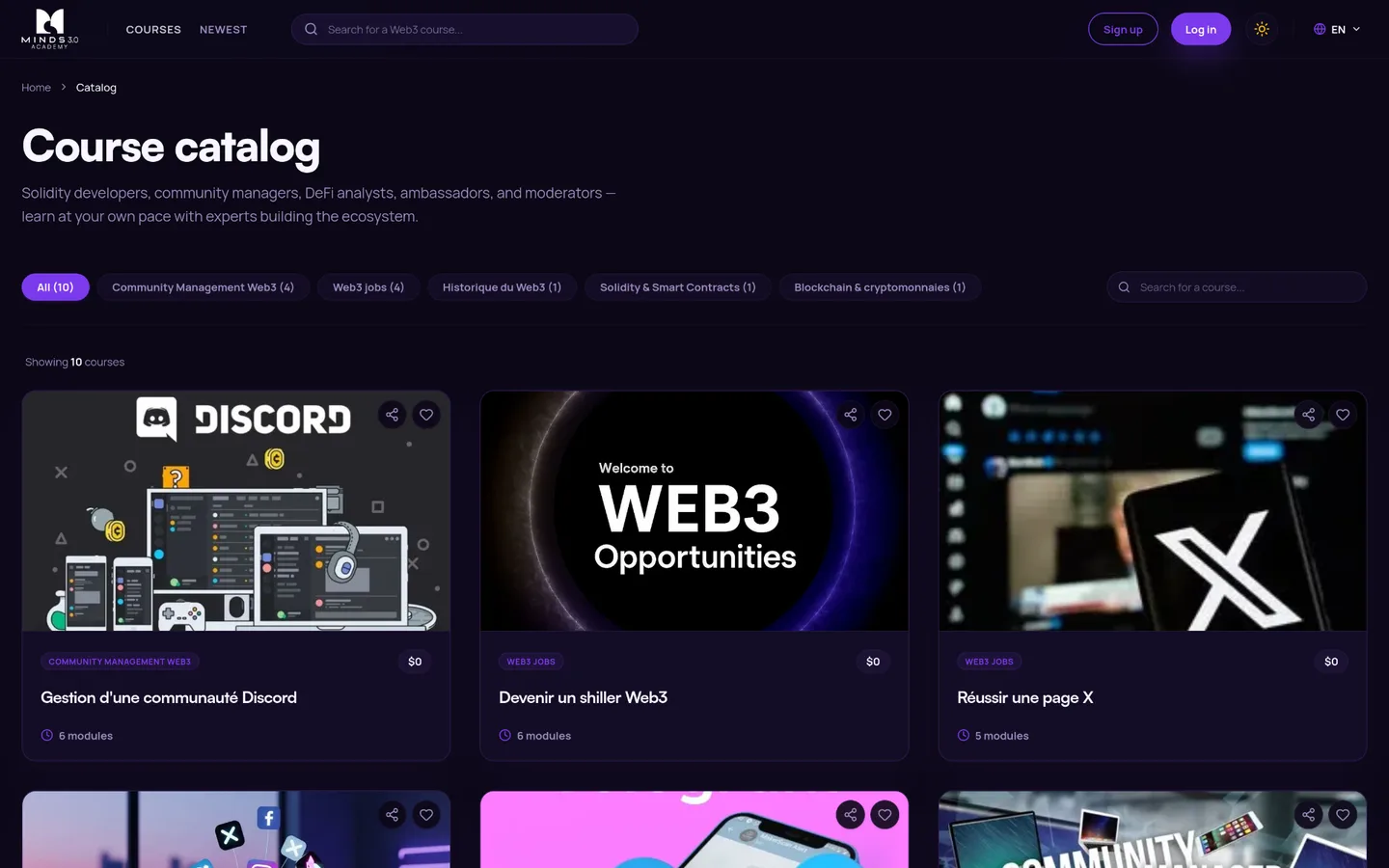 Capture du site Minds3 Academy
